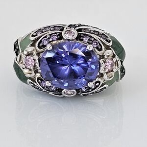 Retired Victoria Wieck Tanzanite and Amethyst Ring in Sterling Silver Sz 7!